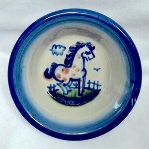 MA Hadley Pottery Hand Painted Signed Small Bowl 4.5" Wide Blue and White